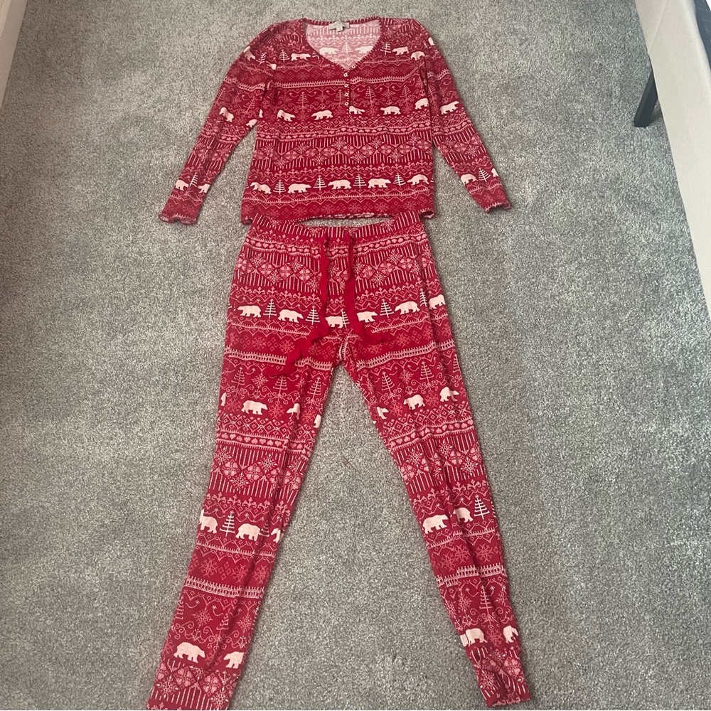 Loft Red Kids Christmas Pajamas with Bear Print